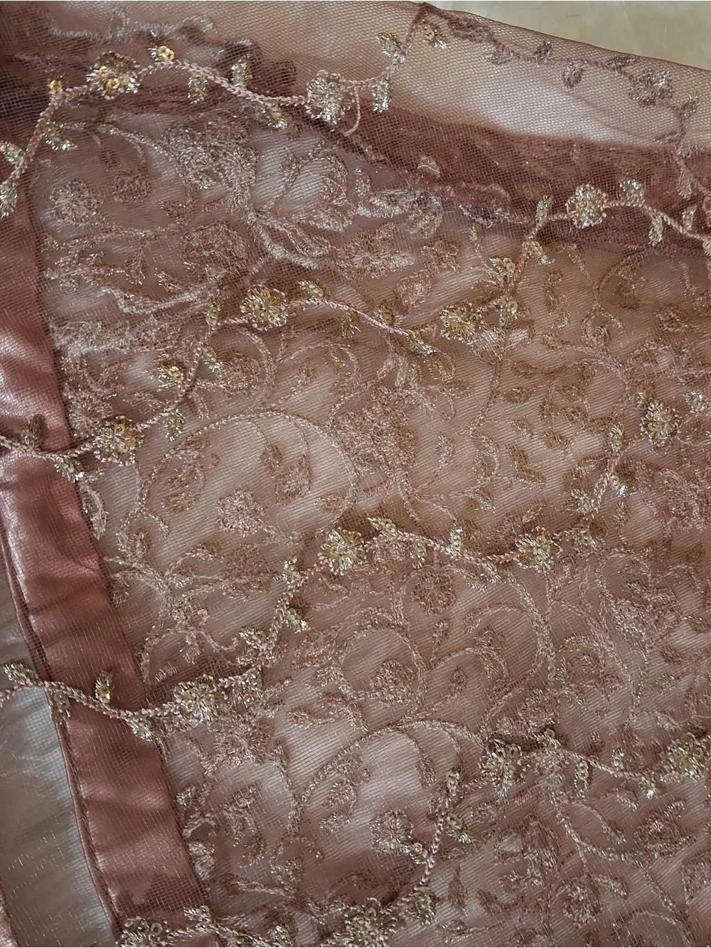 Embellished Mauve Lace Overlay Dress - Picture 8 of 10